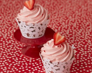 Strawberry Heart Cupcakes